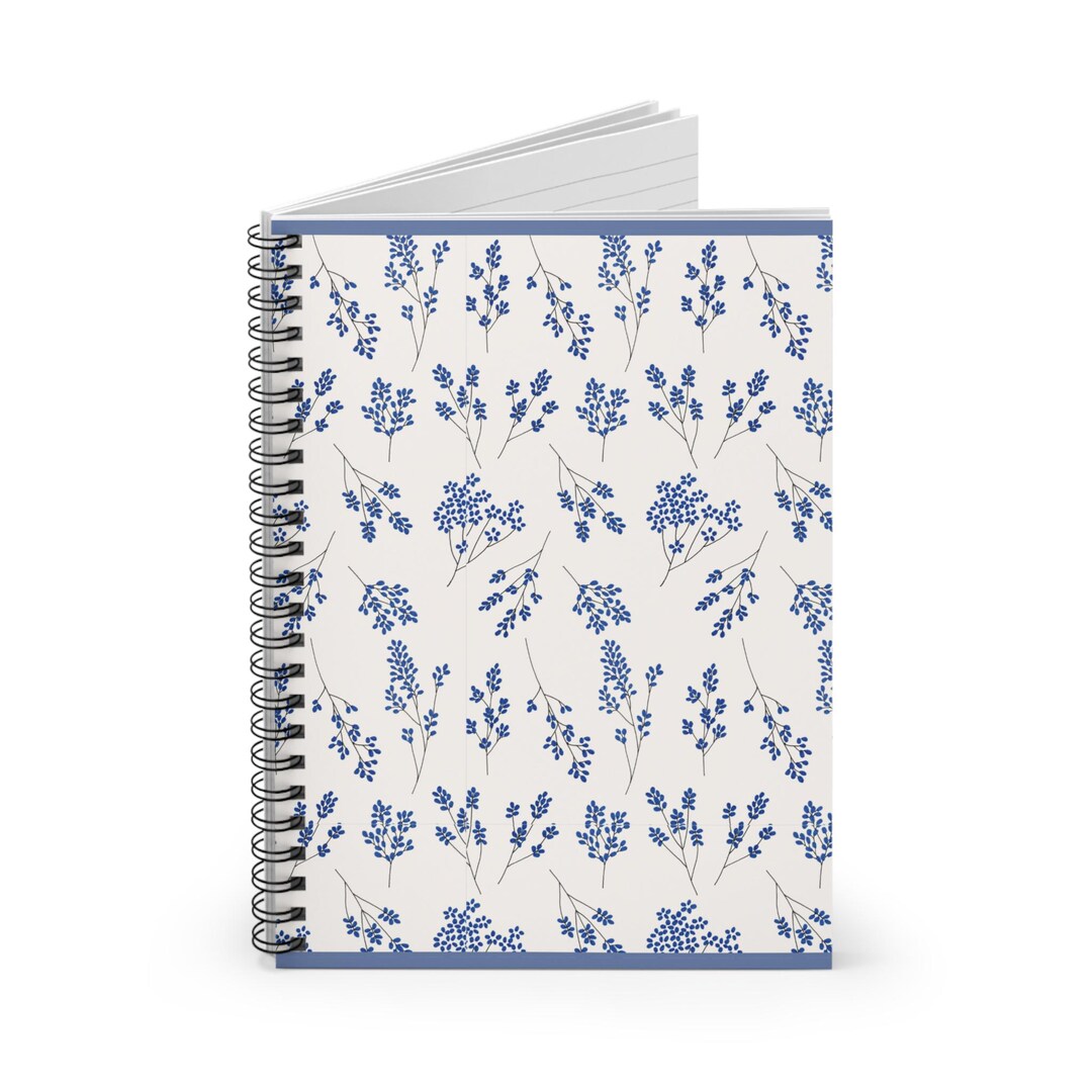 Blue Wildflower Pattern Spiral Notebook | Ruled Line - Etsy