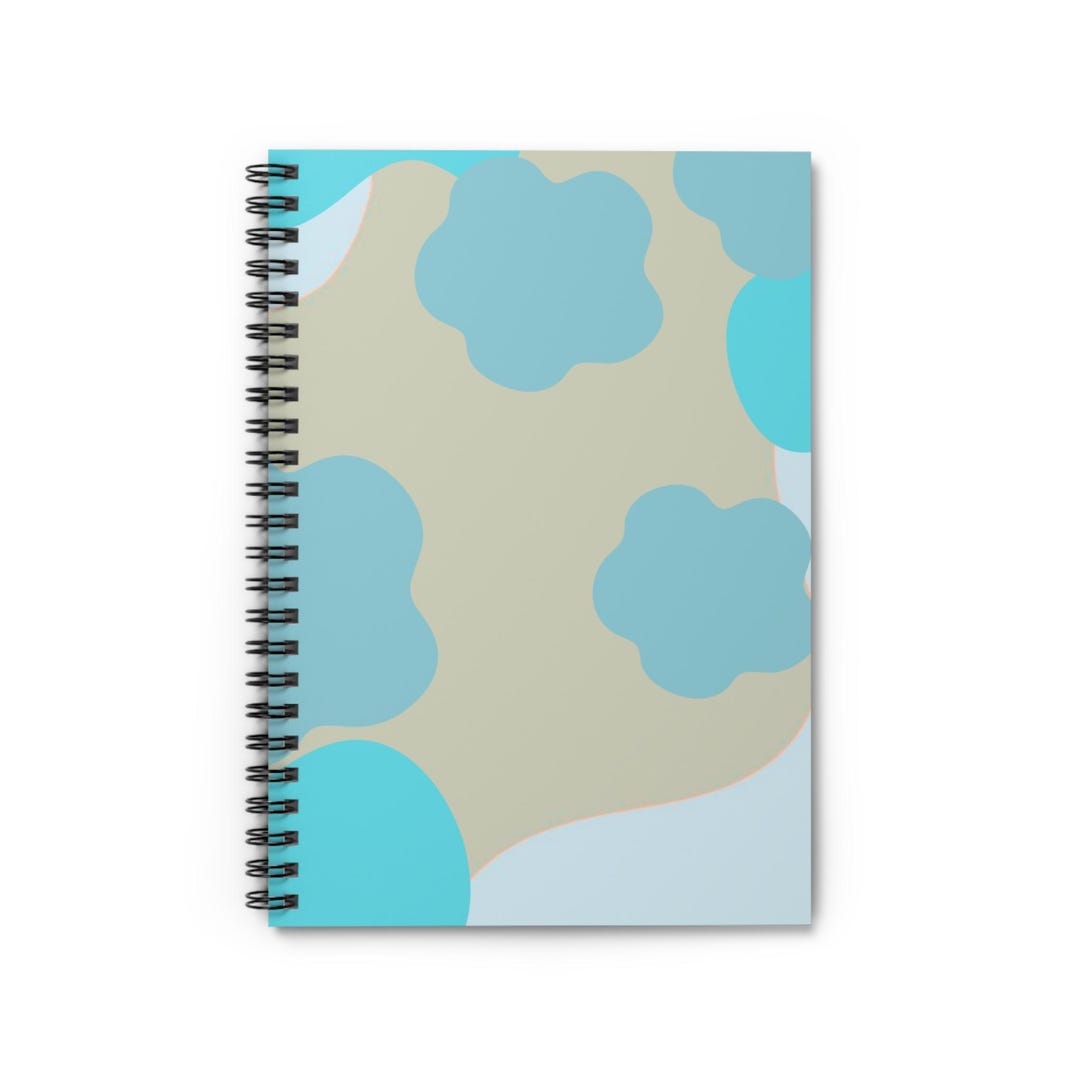 Blue Abstract Floral Spiral Notebook | Ruled Notebook - Etsy