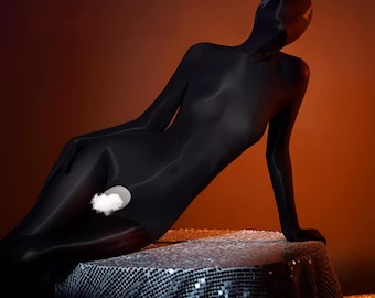 Body negro brillante – Lencería ajustada y transparente de cuerpo completo