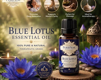 100% Pure Blue Lotus Essential Oil – Therapeutic Grade Aromatherapy, Meditation, Skin Care