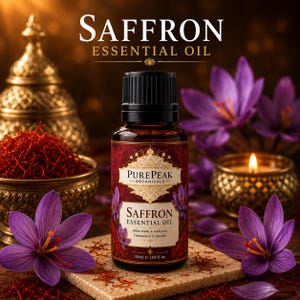 100% Pure Saffron Essential Oil - Luxurious Glow for Face, Dry Skin & Aromatherapy (100ml - 1 Liter)