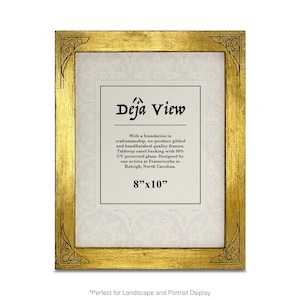 The Quartet: Handmade Engraved Gilded Wood Frame - Custom Corners, UV Protected Glass (Tabletop Easel Backing)