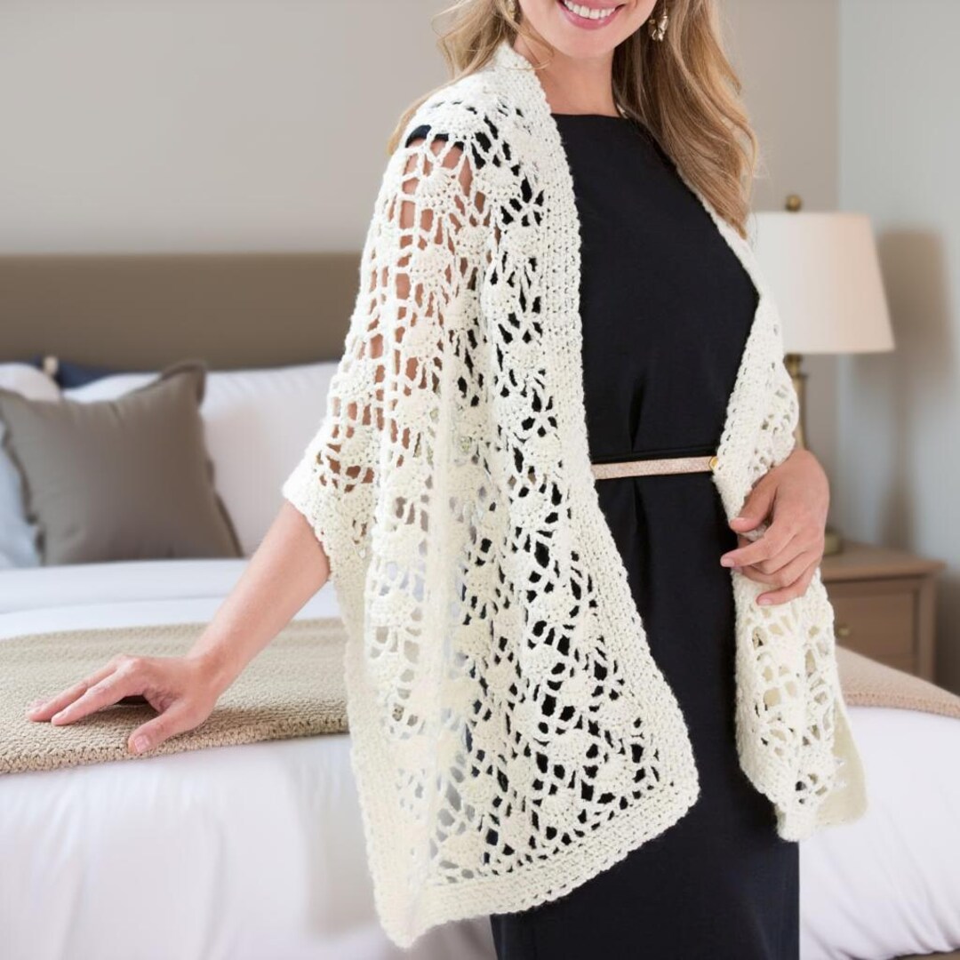 Crochet Lacy Wrap Pattern PDF, Crochet Shawl Pattern, Lightweight Lace ...