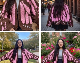 Monarch Butterfly Cardigan Crochet Pattern PDF | Boho Granny Square Crochet Sweater