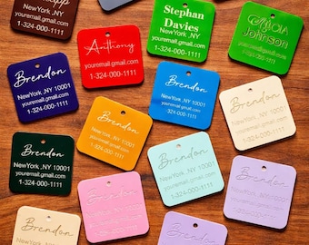 Personalisierter gravierter Gepäckanhänger, Acryl Namensanhänger für Koffer, individuell gravierter Anhänger mit Namen | Gepäckanhänger Schulanhänger Reise Accessoire