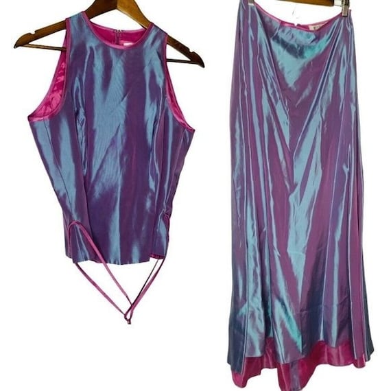 Y2K Retro two Piece Prom Dress Set Hologram