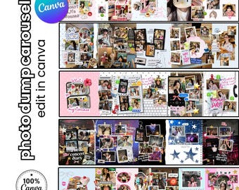 Photo Dump Instagram Carousel Templates (Canva Download)