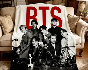 BTS Group Portrait Blanket, Cozy Warm Flannel Blanket for Fans & Gift