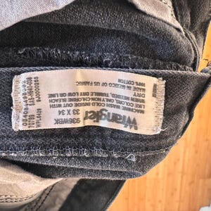 Vintage Wrangler Czarne Dżinsy Kowbojskie | Wyblakły Czarny Denim | Western Straight Leg zdjęcie 2