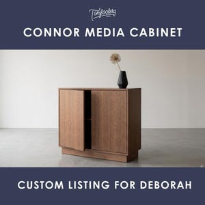 Custom Listing for Deborah: Connor Media Cabinet, Handcrafted Solid Wood (Shown in Walnut)