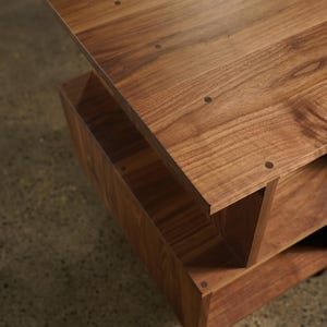 Offstack End Table, Solid Hardwood, Offset, Geometric Nightstand (shown in walnut) image 3