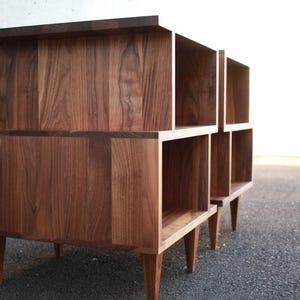 Offstack End Table, Solid Hardwood, Offset, Geometric Nightstand (shown in walnut) image 6