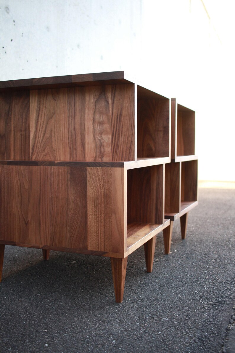 Offstack End Table, Solid Hardwood, Offset, Geometric Nightstand (shown in walnut) image 6