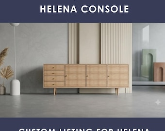 Custom Danish Modern Console, 79"W, 4 Drawers, Handcrafted Solid Wood