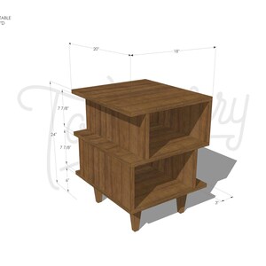 Offstack End Table, Solid Hardwood, Offset, Geometric Nightstand (shown in walnut) image 8