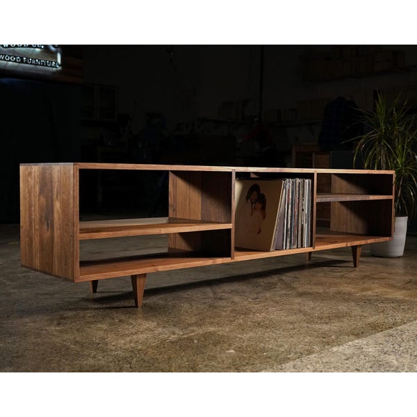 Braca Media Console, Handcrafted Solid Wood, Modern Design (Shown in Walnut)