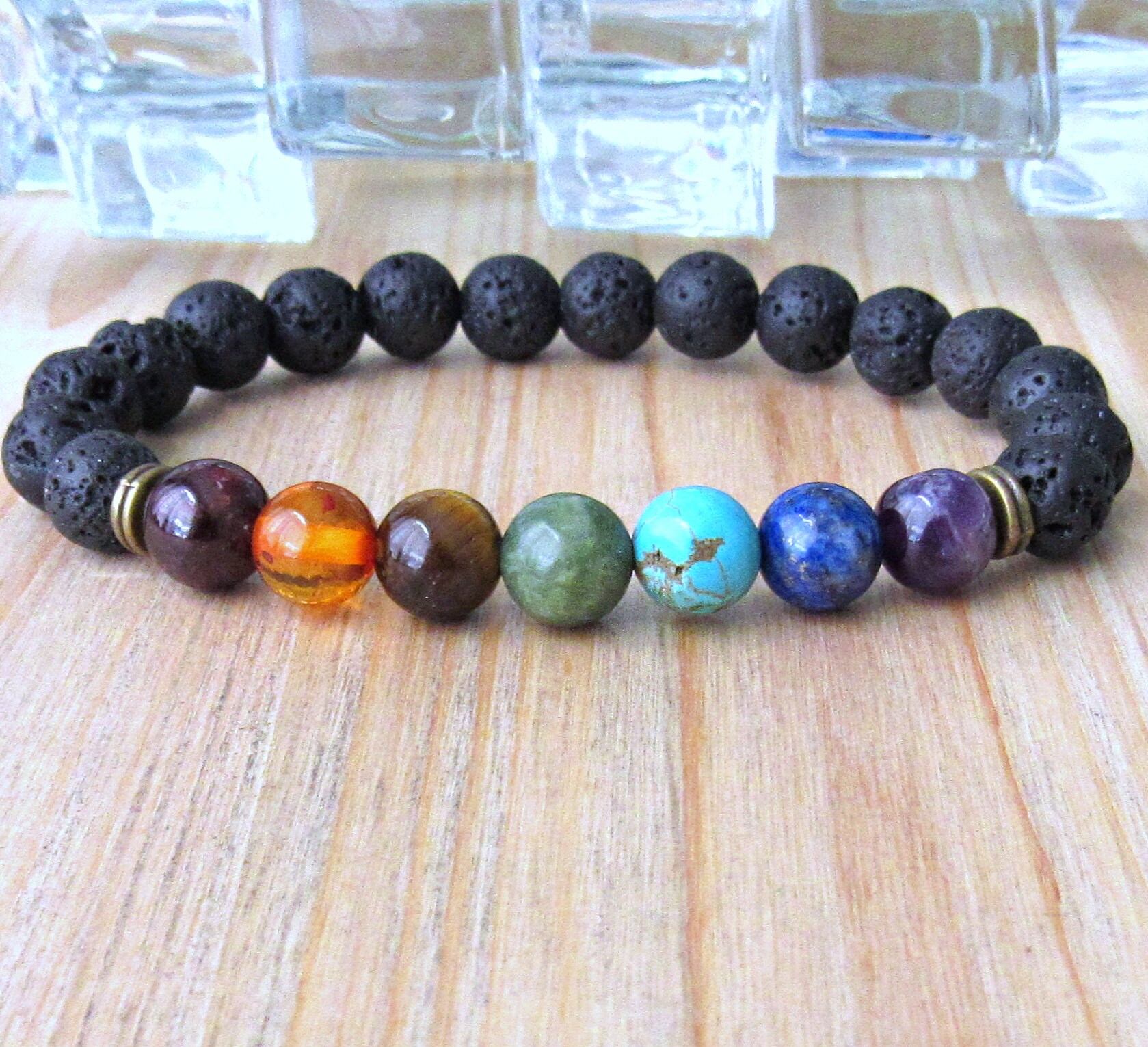 Mens seven Chakras chakra bracelet wrist mala Reiki Etsy