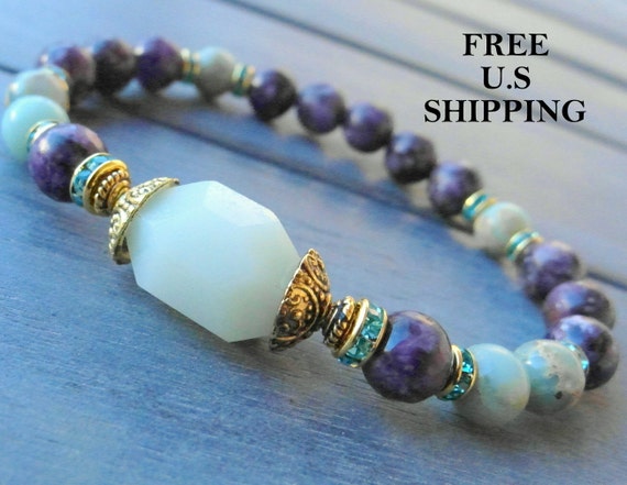 Items similar to Meditation aid, Lepidolite, Terra Jasper, Amazonite ...