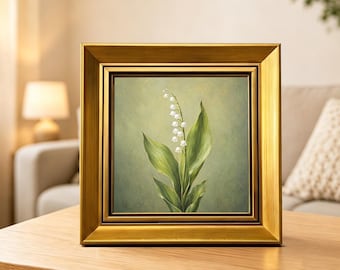 Mini Original Oil Painting, Hand Painted Daisy Lavender Lily Lily of the Valley Floral Wall Art, Anniversary Gifts for Him,Housewarming Gift