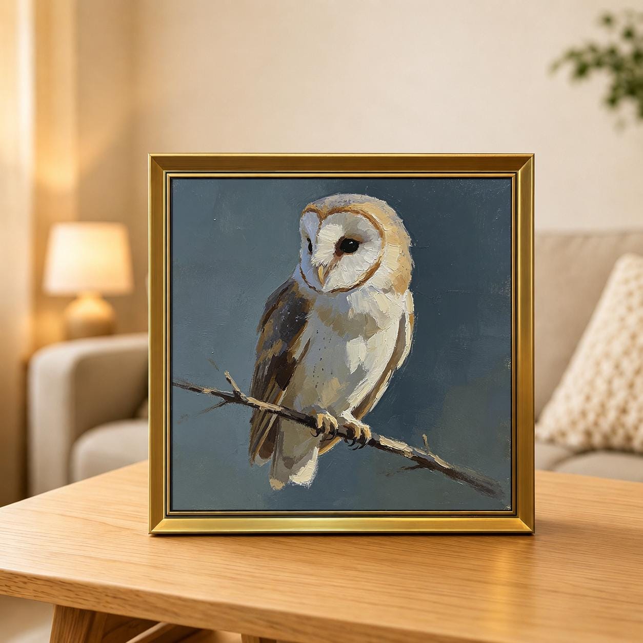 Original Oil Painting of Barn Owl, Textured Bird Wall Art, Whimsigoth Bookshelf Decor