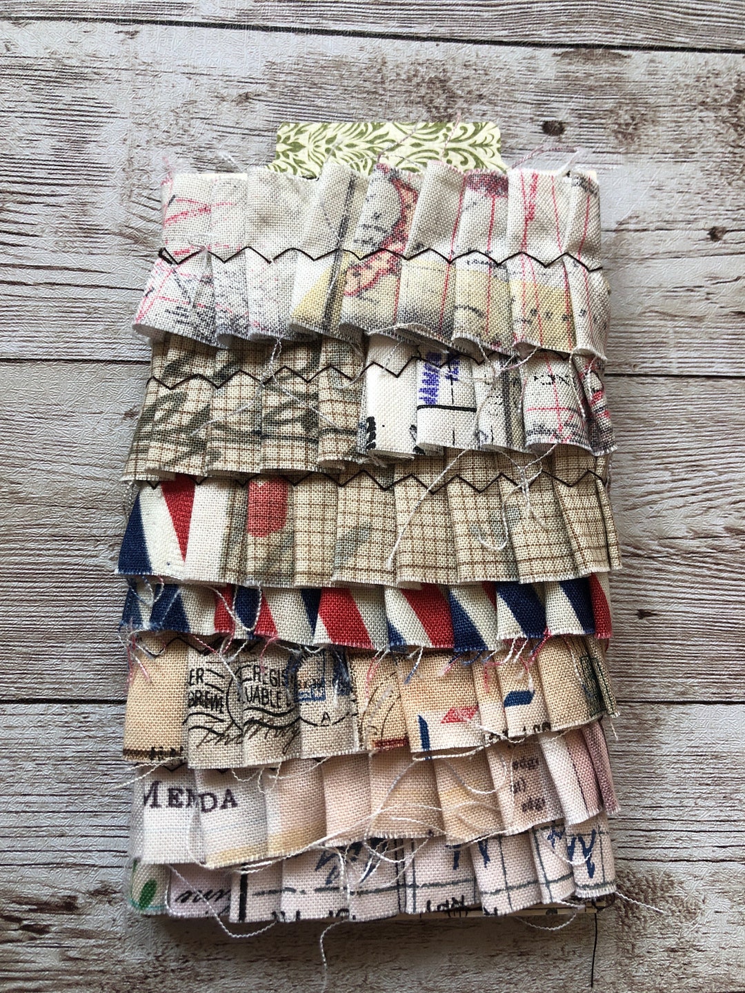 1 Yard Handmade Fabric Ruffle, Tim Holtz Fabric, Junk Journal ...