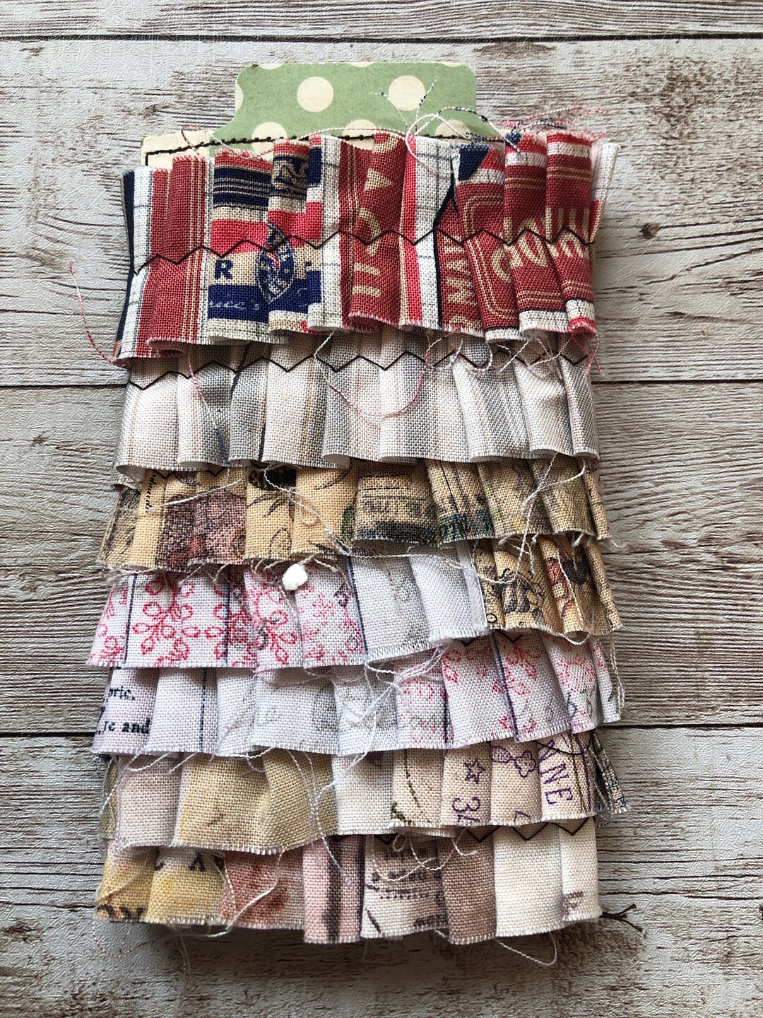 1 Yard Handmade Fabric Ruffle, Tim Holtz Fabric, Junk Journal ...