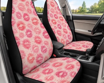 Roze aquarel Lipstick Kiss autostoelhoezen, vrouwelijk auto-interieur