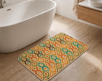 Tappetino da bagno geometrico retrò, tappeto da bagno in stile moderno di metà secolo