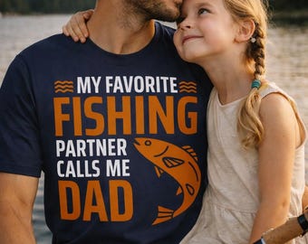 My Favorite Fishing Partner Calls Me Dad Shirt, Father Son Fishing Tee, Dad Gift from Kids, Fishing Dad Gift, Father Daughter Fishing Shirt