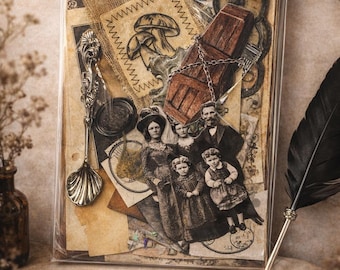Witch’s Curiosity Junk Journal Kit | 30+ Piece Vintage Occult Ephemera Pack | Gothic Collage Stickers & Texture Papers | Dark Academia Craft