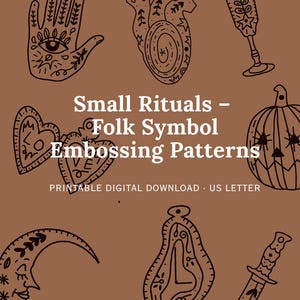 Patrones de relieve de símbolos folclóricos / Plantillas imprimibles de relieve en papel de aluminio · Descarga digital (tamaño carta de EE. UU.)