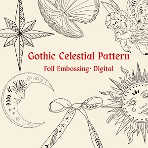 Patrón de relieve gótico celestial en papel de aluminio – Descarga digital (Carta EE. UU.)