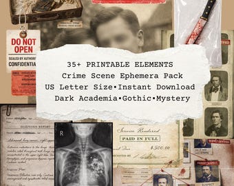 Victorian Detective Junk Journal Kit, Dark Academia Ephemera (Digital Download)