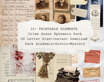 Poisoned Heiress Ephemera Pack – Dark Academia Detective Case File Journal Kit, Gothic Printable (Digital Download)