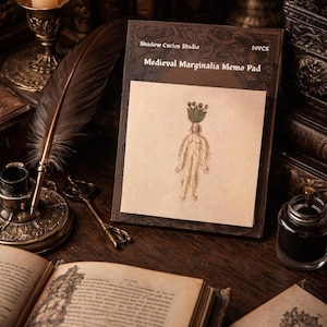 Medieval Marginalia Memo Pad | Gothic Desk Notes | Dark Academia Stationery | 3x3 Vintage Style Notepad