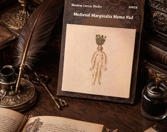 Medieval Marginalia Memo Pad | Gothic Desk Notes | Dark Academia Stationery | 3x3 Vintage Style Notepad