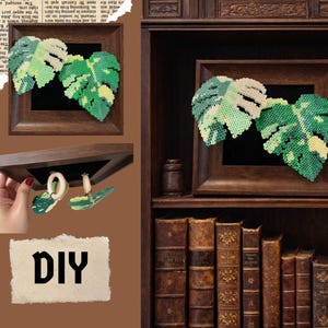 Monstera Specimen – Framed Fuse Beads DIY Kit | Beginner-Friendly Botanical Craft & Date Night Activity
