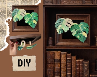 Monstera Specimen – Framed Fuse Beads DIY Kit | Beginner-Friendly Botanical Craft & Date Night Activity