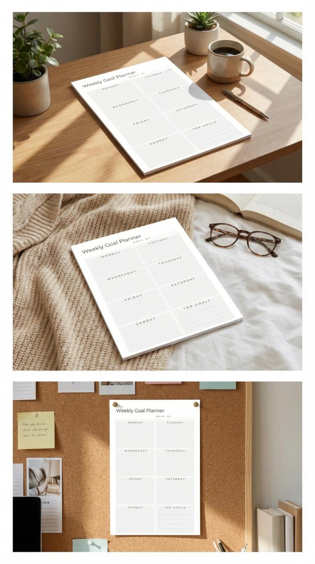 Minimal Weekly Goals Planner Printable | Undated, A4 & US Letter (PDF ...