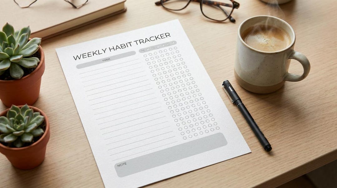 Minimal Weekly Habit Tracker Printable | Undated A4 & US Letter (PDF ...