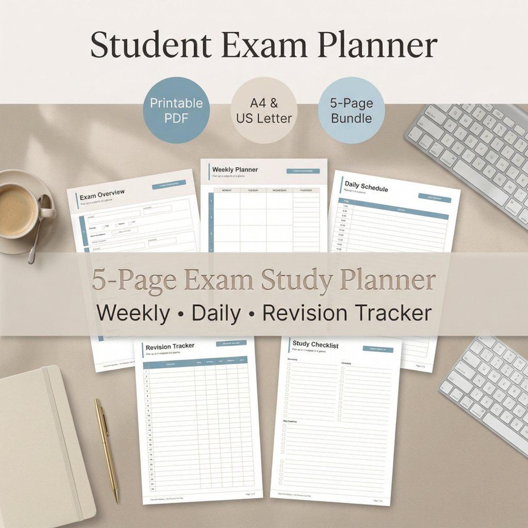 Student Exam Planner Printable PDF | Study Planner Bundle | Exam ...