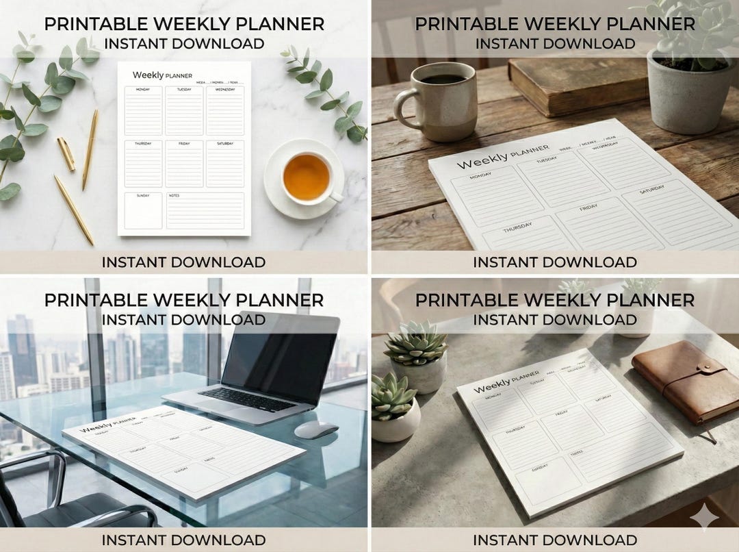 Minimal Weekly Planner Printable | Undated To-do List (A4 & US Letter ...