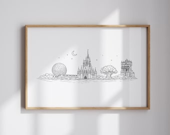 Disney Wall Art Print - Minimalist Travel Poster, Modern Apartment Decor