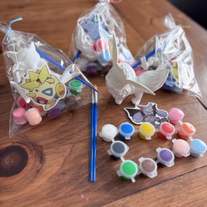 Pokemon Party Favors Paintable Kit, 3D Pokemon Figure Gift Bags, Kids Painting Activity, Birthday Goodie Bags with Sticker and Brushes image 10
