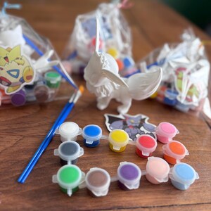 Pokemon Party Favors Paintable Kit, 3D Pokemon Figure Gift Bags, Kids Painting Activity, Birthday Goodie Bags with Sticker and Brushes image 6