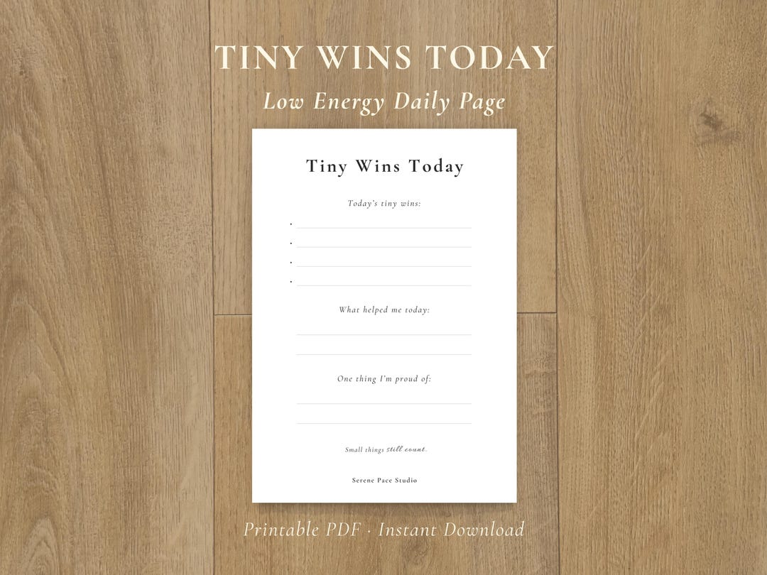 Tiny Wins Today Printable | Low Energy Daily Planner, Gentle to Do List ...