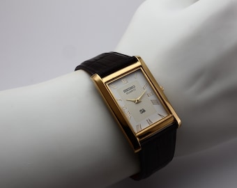 Seiko Quartz Square Tank Men's Watch 1970's With Original Bracelet