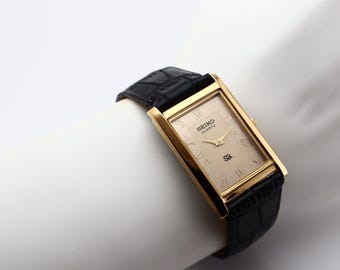 Reloj Seiko Slim Tank de cuarzo vintage para hombre, ideal para caballeros - ENVÍO GRATIS