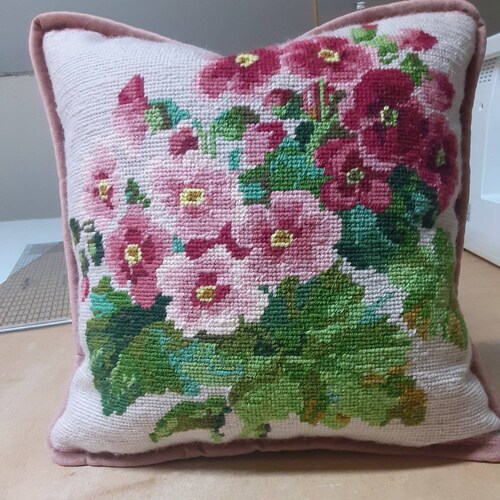 Needlepoint Pillow With Velvet Cording and Zipper Etsy