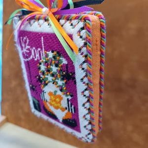 3 D Cookie Ornament Needlepoint Finishing Service: Flat Back, Puffy Front, .5&quot;-1&quot; Foam Core with Twisted Trim and Bows